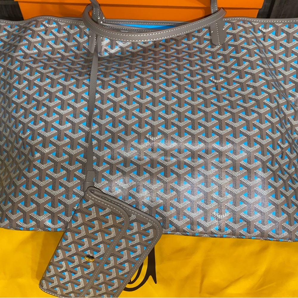 NEW GOYARD LIMITED EDITION Saint Louis Claire Voie GM Tote bag Turq/Grege - Picture 12 of 17